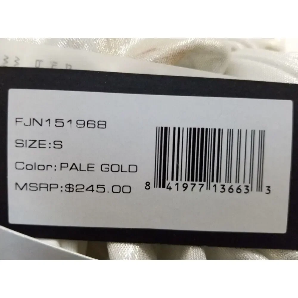 Halston Heritage Knot Drape V-Neck Mini Dress In White Gold Size: Small NWT - Picture 7 of 9